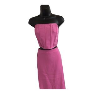 Sincerely Jules pink strapless bustier top & midi skirt set size small brand new